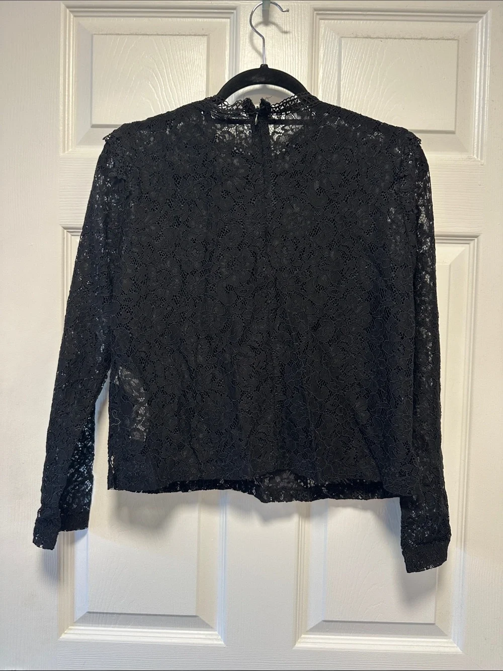 Zara Black Sheer Lace Long Sleeve Top